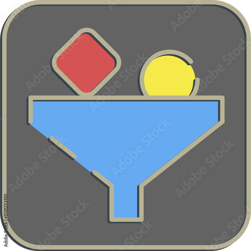 Icon filter. Internet network elements. Icon in embossed style.