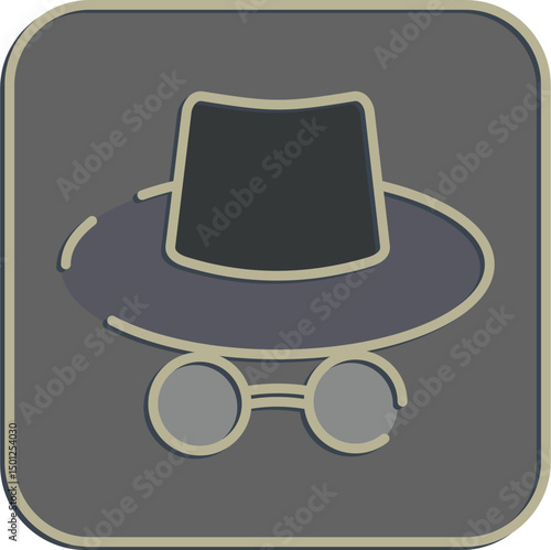Icon incognito mode. Internet network elements. Icon in embossed style.