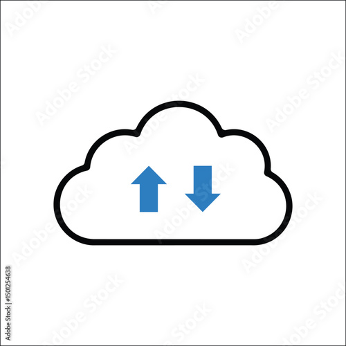 cloud,upload,download high resolution vector bidirectional sync icon for data exchange collaboration platforms social media visuals for online brand campaigns real time sync themes