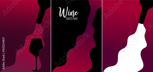 red wine poster templates - vector illustrations