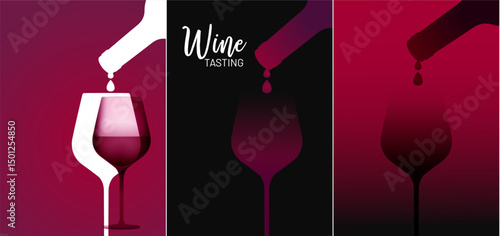 red wine poster templates - vector illustrations