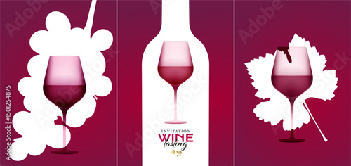 red wine poster templates - vector illustrations