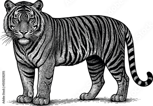 Tiger vector black silhouette print design