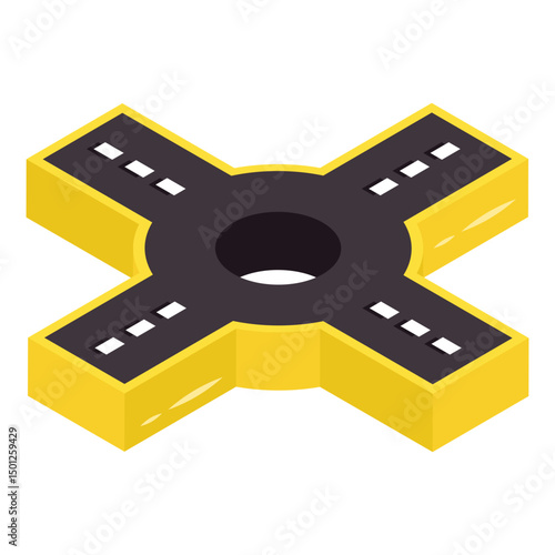 Conceptual isometric design icon of roundabout 