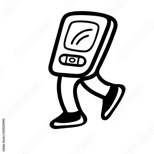 Fitness tracker walking with legs and feet in minimalist style  