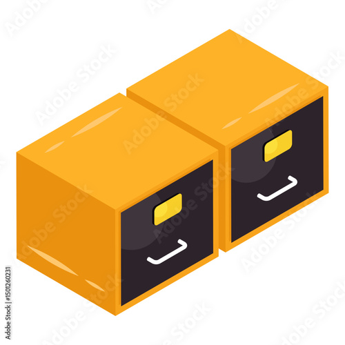 An icon design of drawers, isometric vector 