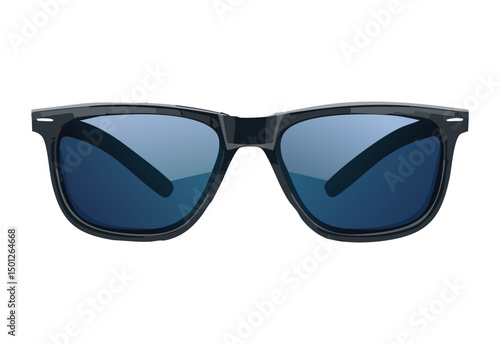 stylish black sunglasses with blue lenses