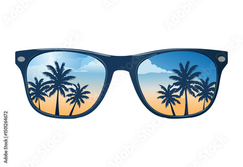 tropical sunglasses with scenic reflection