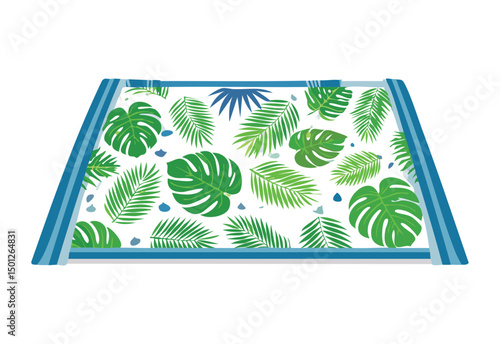 white beach mat with vibrant palm pattern