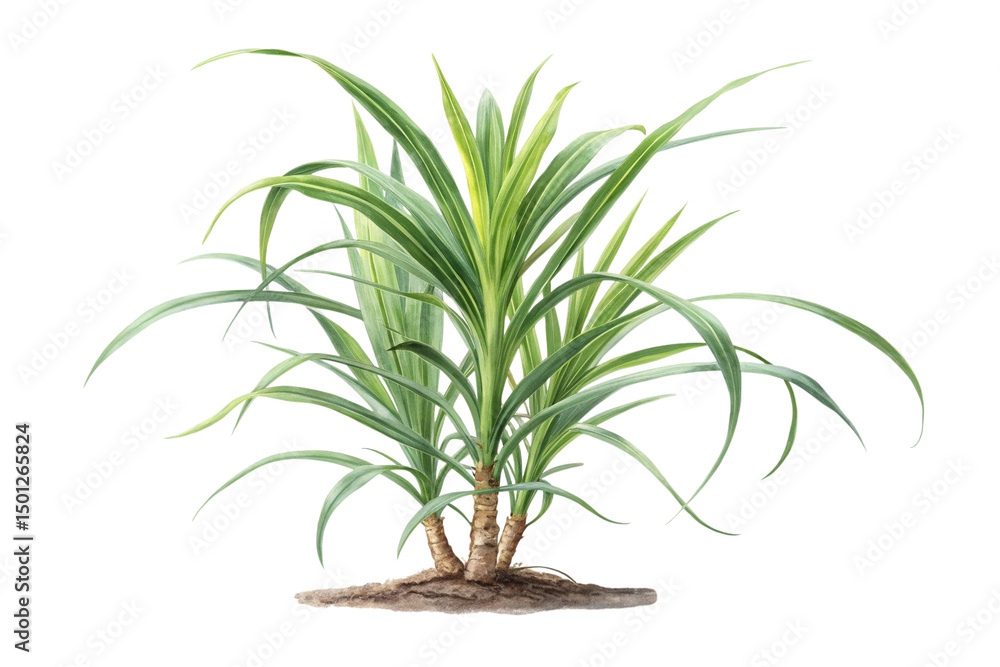 Fototapeta premium Watercolor Pandanus Plant Illustration on Transparent Background,ai generated
