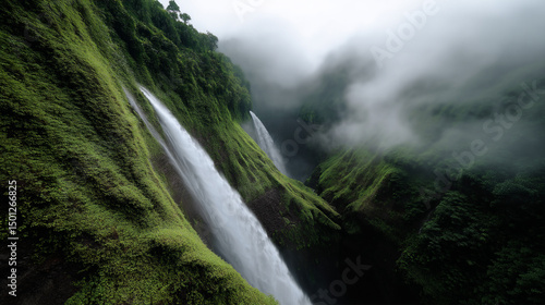 Waterfall in the mountains.