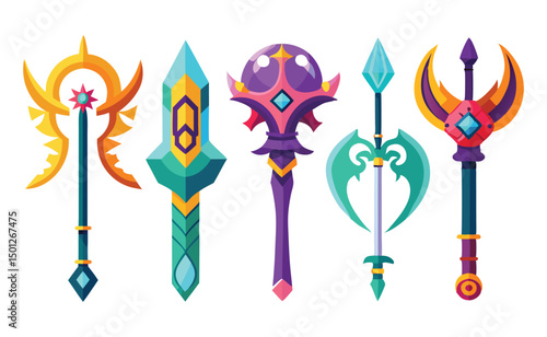 Fantasy game weapon silhouettes set