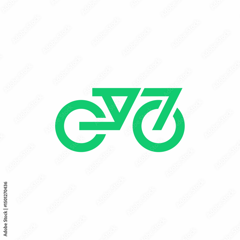 Minimalist Bicycle Logo Icon - Green Bike Symbol Vector Illustration Minimalist Bicycle Logo Icon - Green Bike Symbol Vector Illustration