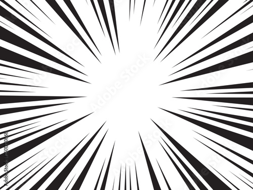 Manga comic explosion, motion or movement effect, vector background. Manga anime cartoon radial speed lines and abstract pattern for comic book burst, flash ray or explode bang action	