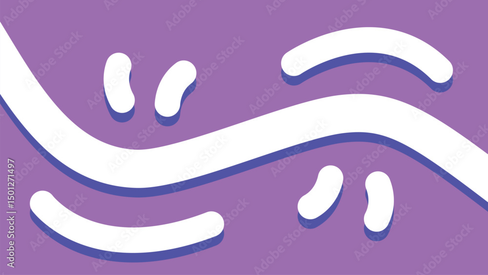 Obraz premium Smooth White Doodle Flow on Purple Background