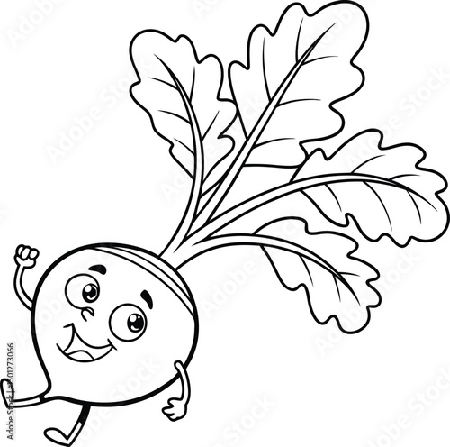 Adorable Turnip Performing a Cartwheel Fun Coloring Page Design