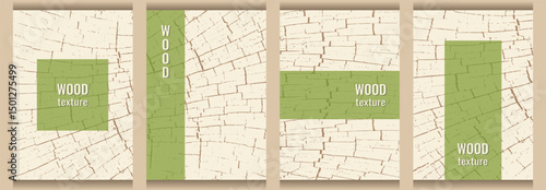 Templates with wood texture. Eco concept background with wood texture. Design for cover, brochure, postcard, business card, flyer. Vector image.