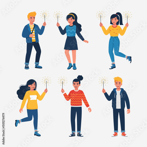 People holding sparklers celebration party fun