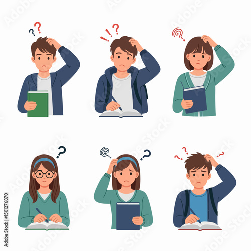 Confused Students Thinking about Homework Questions