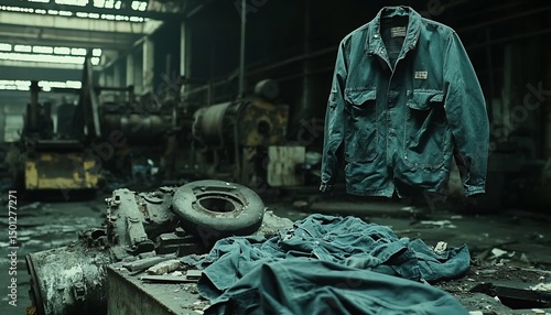 Abandoned Factory Worker's Garments: A Haunting Reminder of Industrial Decline