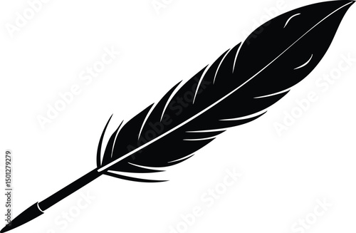 Old feather pen silhouette vector illustration