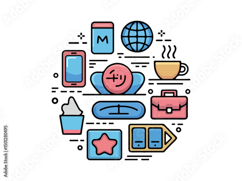 Mix Vector Icons Illustration 