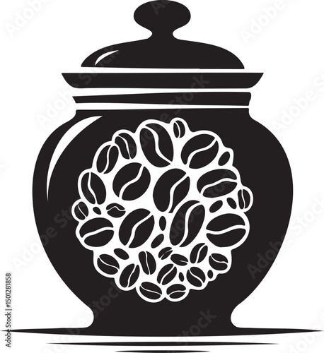 Black ceramic pot with flowers, a handmade pottery design for kitchen and home decoration