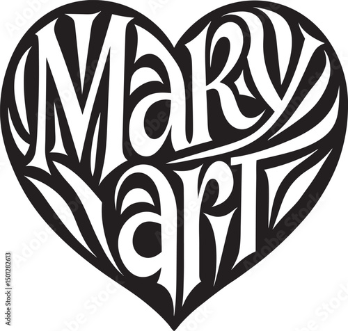 black and white heart T Shirt Design