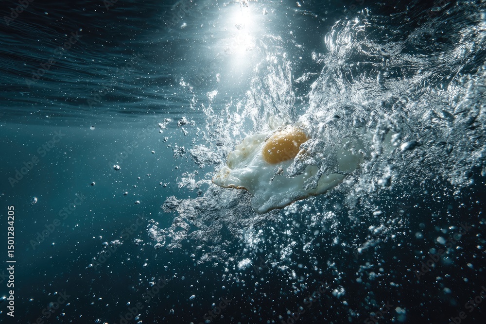 Fototapeta premium Fried egg underwater