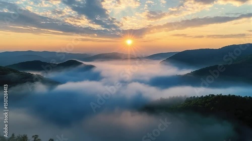 Wallpaper Mural A breathtaking landscape of a mountainous region during sunrise or sunset Torontodigital.ca