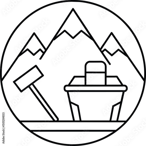 Mountain Mining Pickaxe Bucket Icon