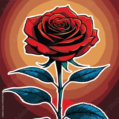 rose flower vector art comic style