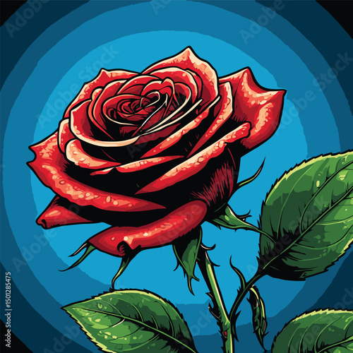 rose flower vector art comic style