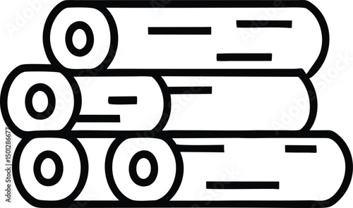 Stacked Wood Logs Lumber Icon Vector