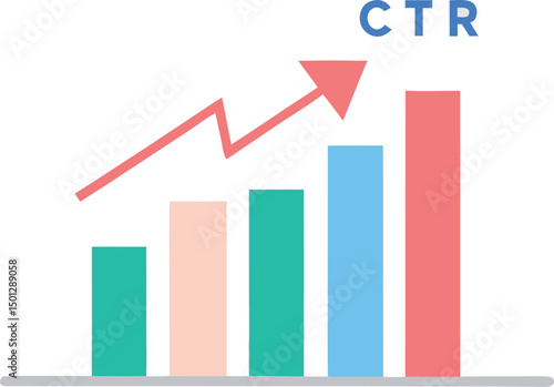 White minimalistic chart showing ctr vector icon without background