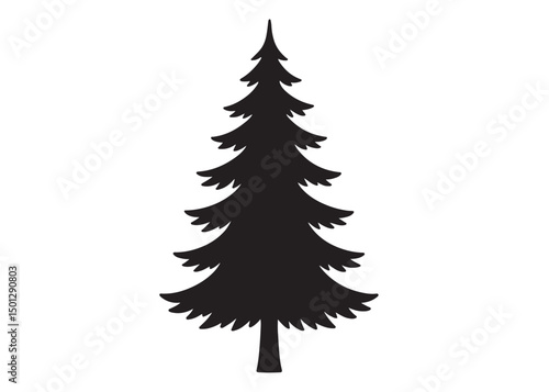 christmas tree logo silhouette vector, Pine tree logo icon silhouette, Christmas Tree logo design vector illustration, vector silhouette of a pine tree logo silhouette on white background.