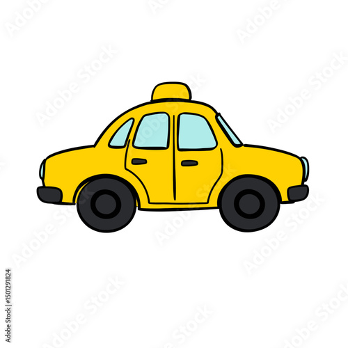 Simple cartoon yellow taxi cab illustration