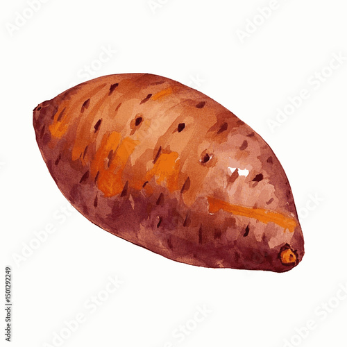 Organic Curves & Sienna Pigments sweet potato isolated watercolor vector illustration svg