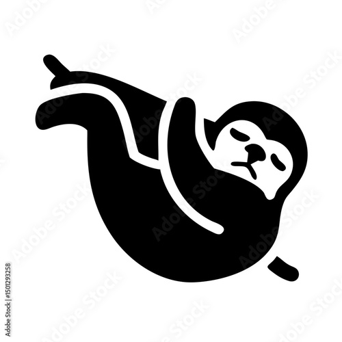 Silhouette sleeping sloth icon on transparent background for web and graphic design