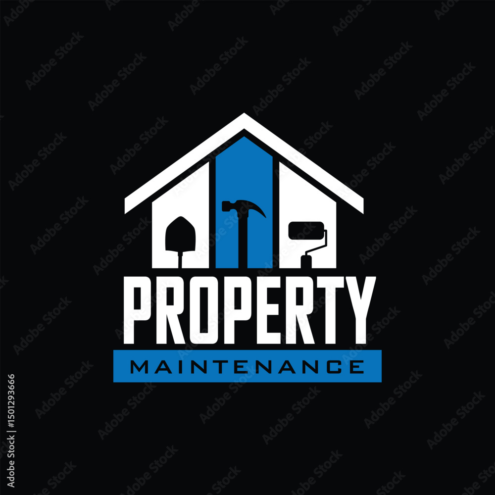 Fototapeta premium Home Repair Logo with maintenance tools and house construction concept Vector