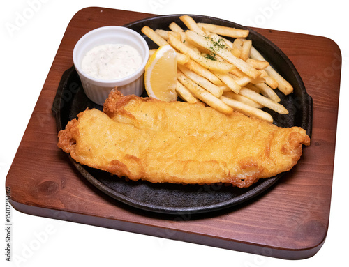 fish and chips with tartar sauce 