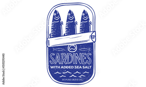 Dinner party. Sardines fish artwork for t shirt print, poster, sticker and other uses. Seafood t shirt design. Sardines love club. In pure olive and lemon. Canned fish artwork. Fish vintage artwork.