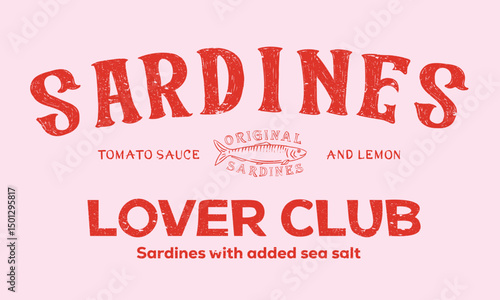 Fish vintage artwork. Dinner party. Sardines fish artwork for t shirt print, poster, sticker and other uses.