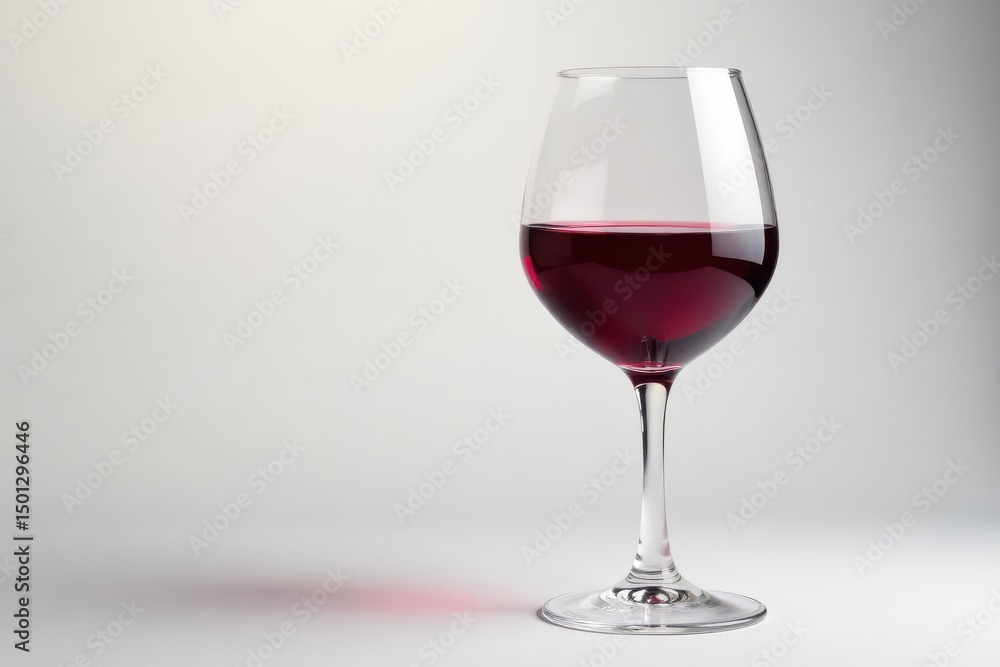 Single red wine glass, half-full, against pure white, photography, beverage, half full Single red wine glass, half-full, against pure white, photography, beverage, half full