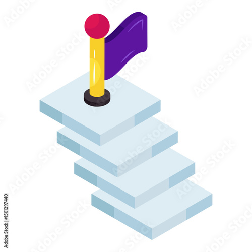 Editable design icon of level skill ladder 