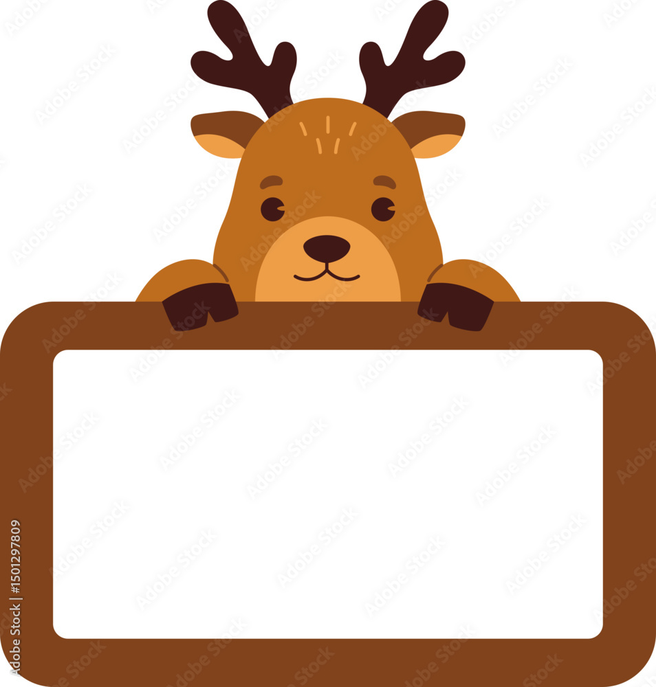 Fototapeta premium Cute Deer Forest Animal Name Tag