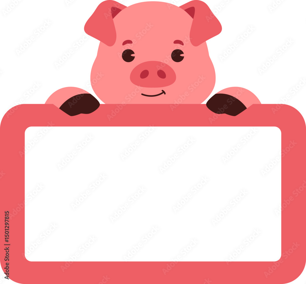 Fototapeta premium Cute Pig Animal Label Tag