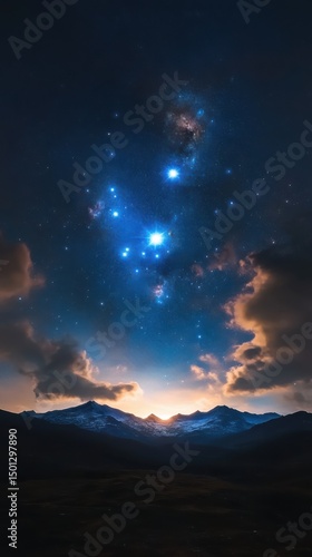 Wallpaper Mural Stargazing event over majestic mountains at sunset outdoor scenic view nature photography tranquil atmosphere Torontodigital.ca