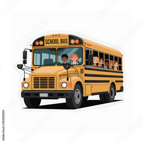 School bus vector illustration. School bus isolated on white background, flat design icon back to school concept
