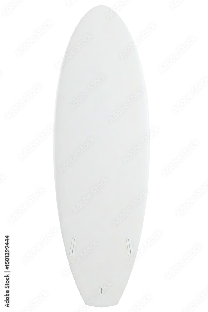 Blank white shortboard surfboard top view isolated on a transparent background Blank white shortboard surfboard top view isolated on a transparent background